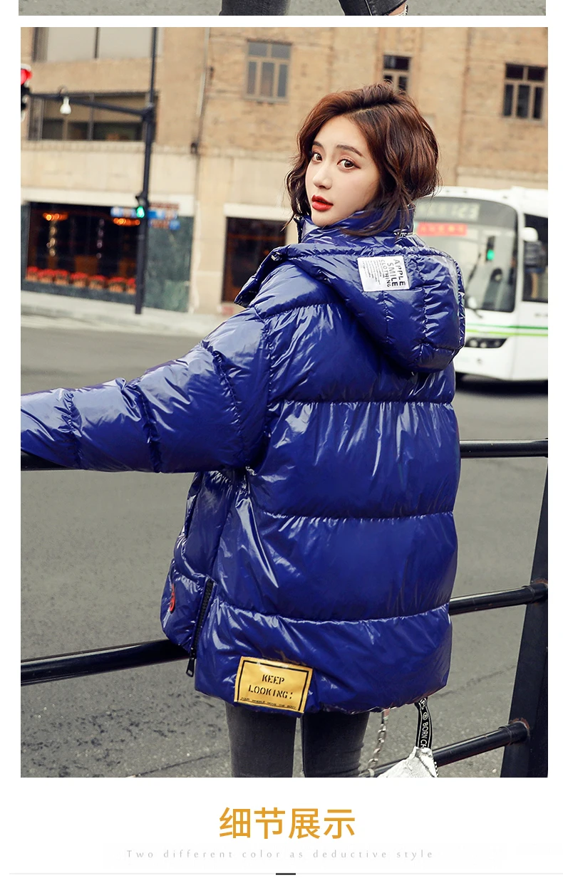 Winter Down Coat Women Fashion shine! 90% white duck down fluffy Red DownJacket Female Fashion Warm Hooded Waterproof Jackets