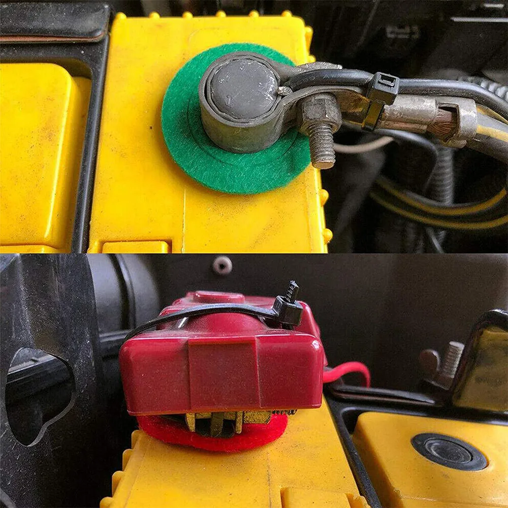 Battery Terminal Gasket Pads Anti Corrosion Washers Auto Car Fiber Thick Felt Battery Terminal Protector 2PCS=1SET 1 Red+1 Green