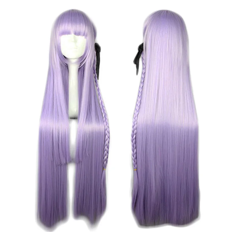 Wig Danganronpa Dangan Ronpa Kirigiri kiuko полный комплект Косплей Костюм Униформа куртка+ рубашка+ юбка+ галстук+ перчатки фиолетовый парик - Цвет: Wig