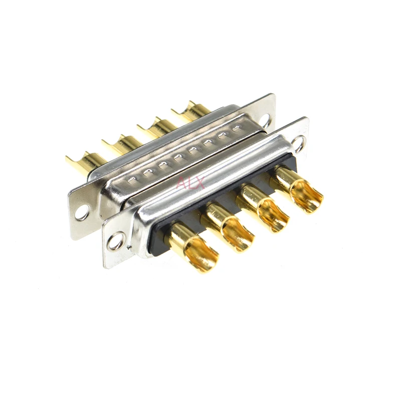 1PCS 4V4 30A Gold plated MALE FEMALE high current CONNECTOR D-SUB adapter solder type 4pin plug socket Welding high power DB