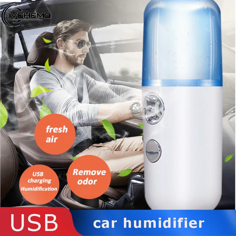 

Vehemo 30ml Small Volume Blue Lights Car Humidifier Car Steaming Nebulizer Portable USB Mist Sprayer Useful LED