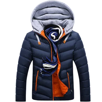 

Men Full Sleeve Splice Down Jacket Winter Warm Thick Long Snow-outwear With Hooded Male Duck Down Coat Plus Size 3XL 4XL
