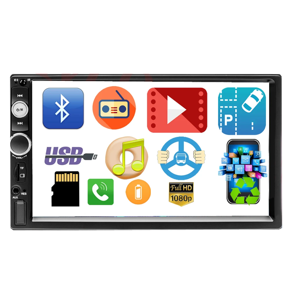 7 pulgadas coche MP5 плеер с Bluetooth enlace espejo Android-dos-forma de управление teering управление de rueda trasera ver FM