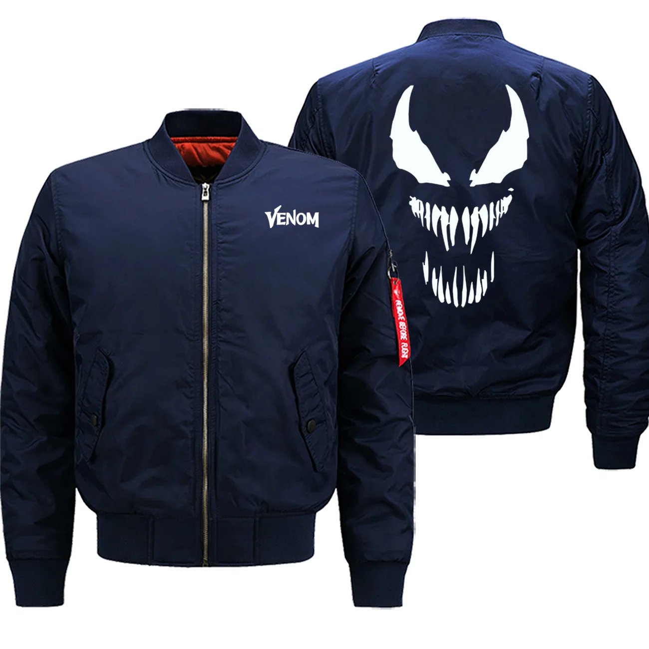 Venom фильм Marvel зима горячая Распродажа куртки Мужская Уличная мода крутой военный бомбардировщик Повседневная куртка на молнии толстые куртки