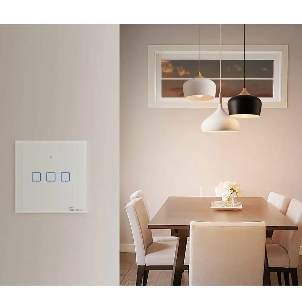 SONOFF T2EU TX Smart Wi Fi настенный сенсорный выключатель с рамкой умный дом 1/2/3 банды 433