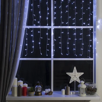 

Garland "Curtain" 1.5 х 1 m, IP20, transparent thread, 180 LED, white glow, 8 modes, 220 V