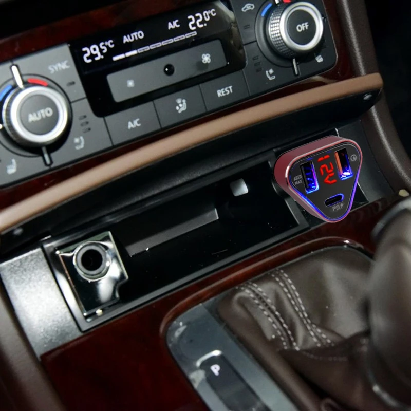 18 Вт три быстрой зарядки автомобильное зарядное устройство QC3.0+ PD зарядное устройство, Обнаружение напряжения батареи, 2 USB+ TYPE C