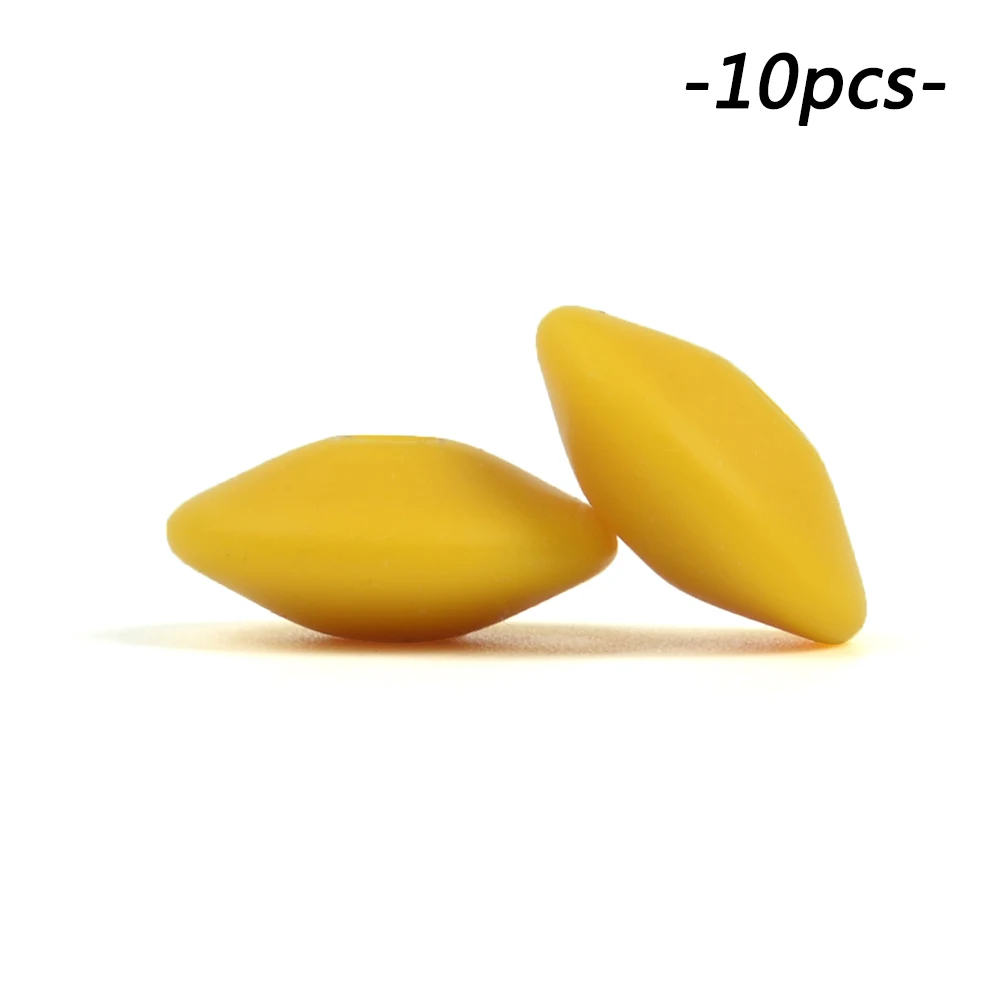 mustard 10 шт./лот, силиконовые бусины чечевица, 15 мм, ожерелье для прорезывания зубов, игрушка для прорезывания зубов, силиконовая игрушка, BPA бесплатно, DIY, подвески для новорожденных, аксессуары для кормления - Цвет: mustard