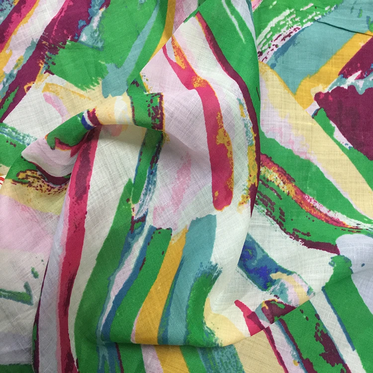 Высокое качество Натуральная ткань рами с принтами в полоску, цветные ткани высокого класса одежды, платья в стиле пэчворк