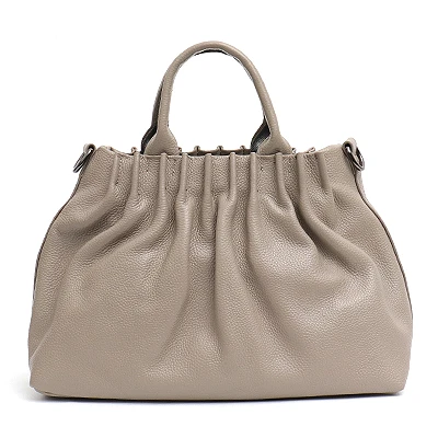 SC сумка-мешок из натуральной кожи с верхней ручкой для женщин, средний дизайн, роскошная женская сумка-тоут, кожаная сумка через плечо и через плечо - Цвет: GREY