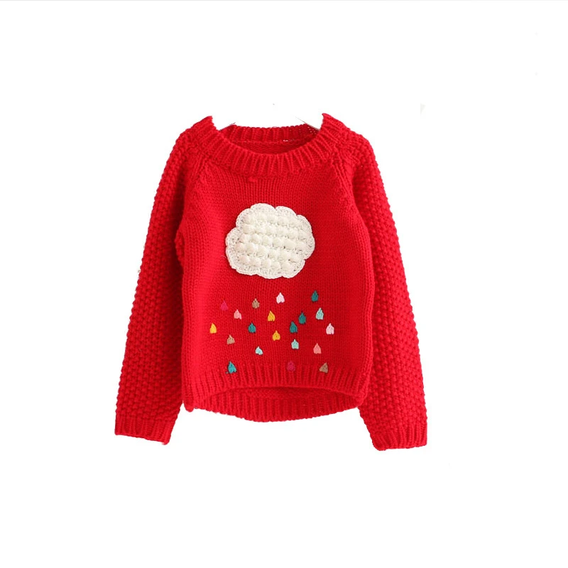 Одежда для маленьких девочек; плотный пуловер ручной работы с рисунком облака; свитер; верхняя одежда; сезон весна-осень; вязаный свитер для малышей