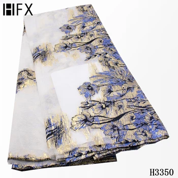

HFX (5yards/pc) 2020 newest French net lace fashion jacquard tulle lace fabric hot selling African party lace for wedding H3350