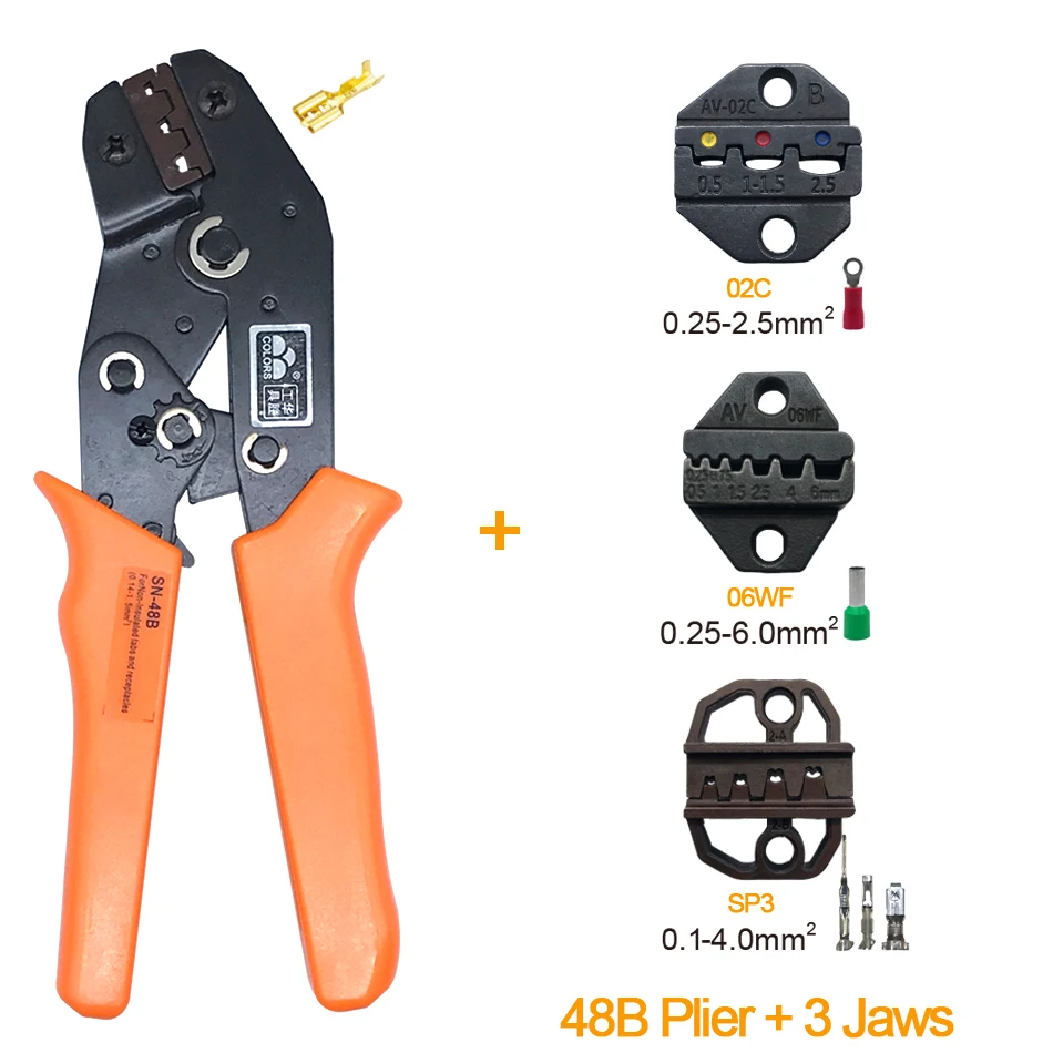 Обжимные плоскогубцы SN-48B 4 Челюсти Щипцы 0,5-1,5 мм2 20-15AWG 2,8 4,8 6,3 VH2.54 3,96 2510/трубки/изоляции терминалы электрические инструменты