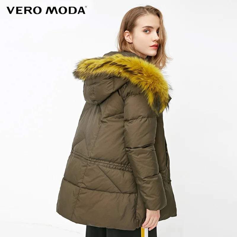 Vero Moda Съемная енотовым мехом капюшоном пуховая куртка пальто женская| 318423539