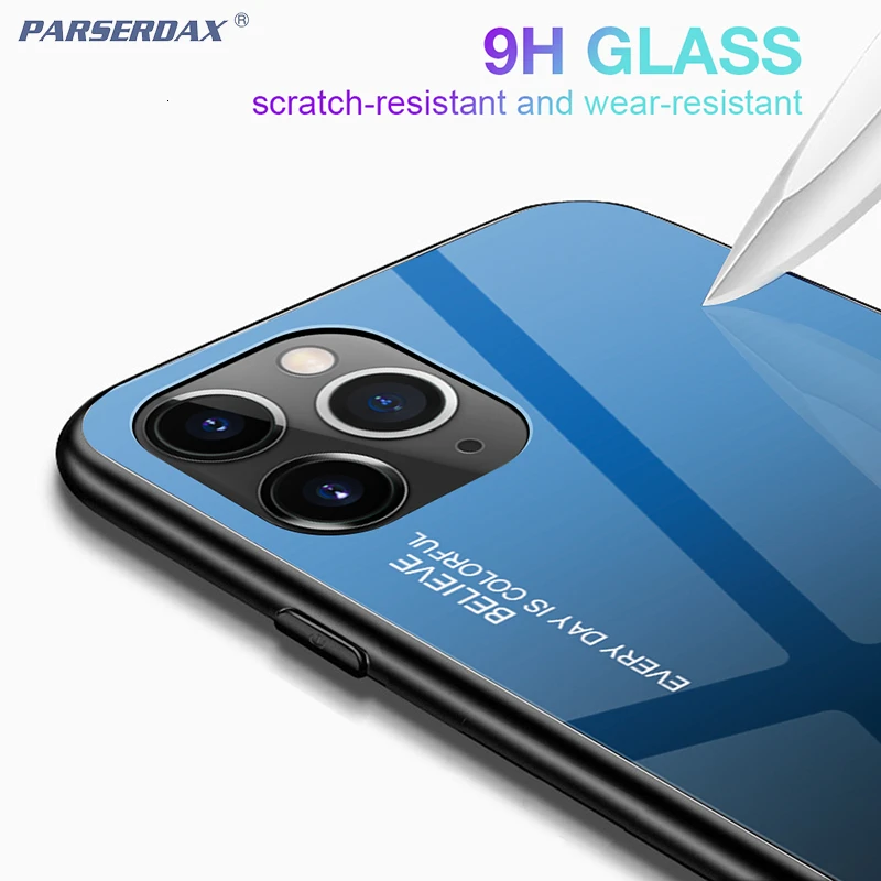 Градиентный чехол для телефона из закаленного стекла для Apple iPhone 11 Pro Max X XS XR 8 7 Plus 6 6S силиконовый мягкий чехол для бампера 10 шт