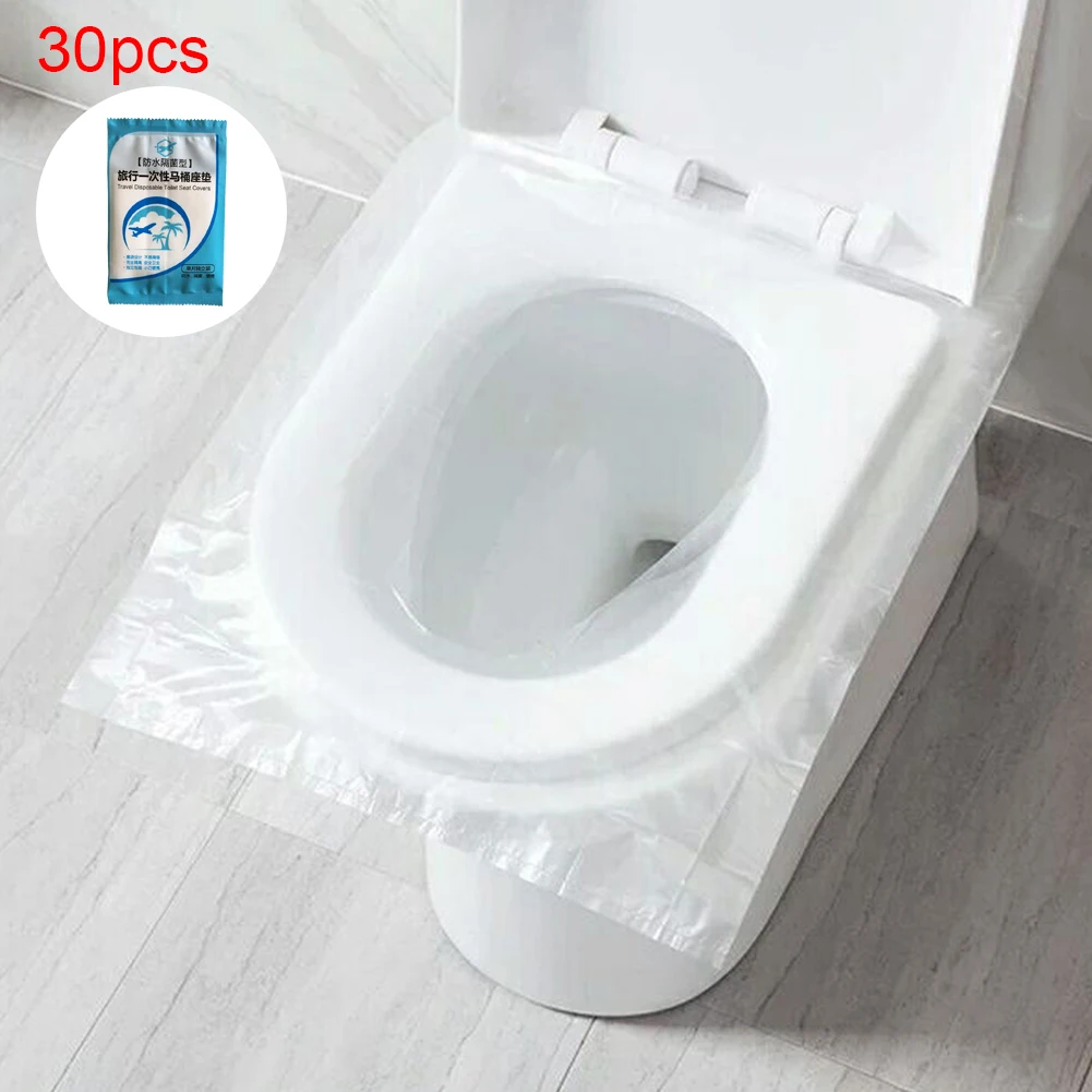30pcs Pad Travel Stool Business Home Bathroom Safety Disposable Toilet Seat Cover Clear Sticker Healthy Waterproof Accessiories