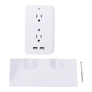 

Switch Socket Rack Socket Shelf 6 Electrical Outlet Extenders 2 USB Charging Ports Removable Built-In Shelf Drop US Plug