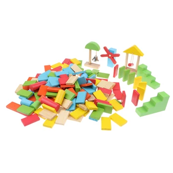 

Wooden Domino Rally 150 Piece Set Game Fun Kids Family Adult Indoor Outdoor