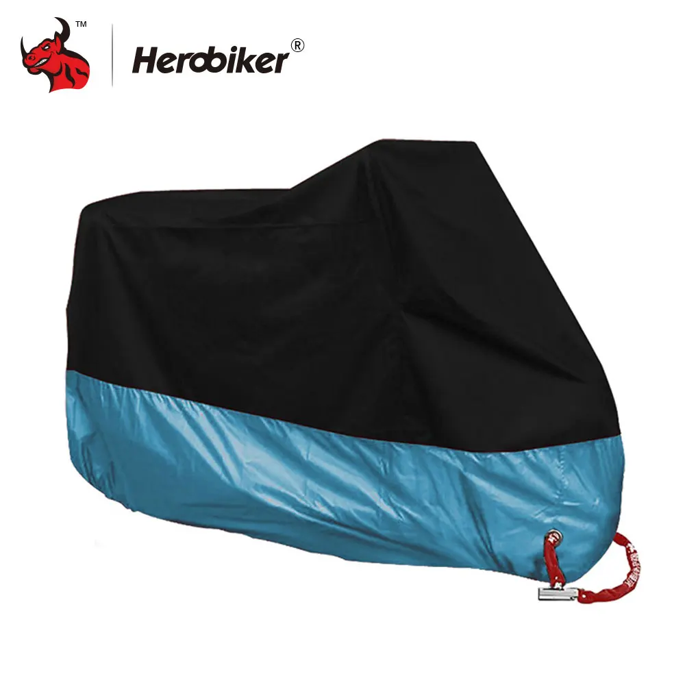 blue HEROBIKER мотоциклетный чехол для мотоцикла защита от дождя Защита от солнца Пылезащитный Водонепроницаемый дождевик УФ-покрытие для скутера велосипеда дождевик Пылезащитный Чехол черный - Цвет: blue