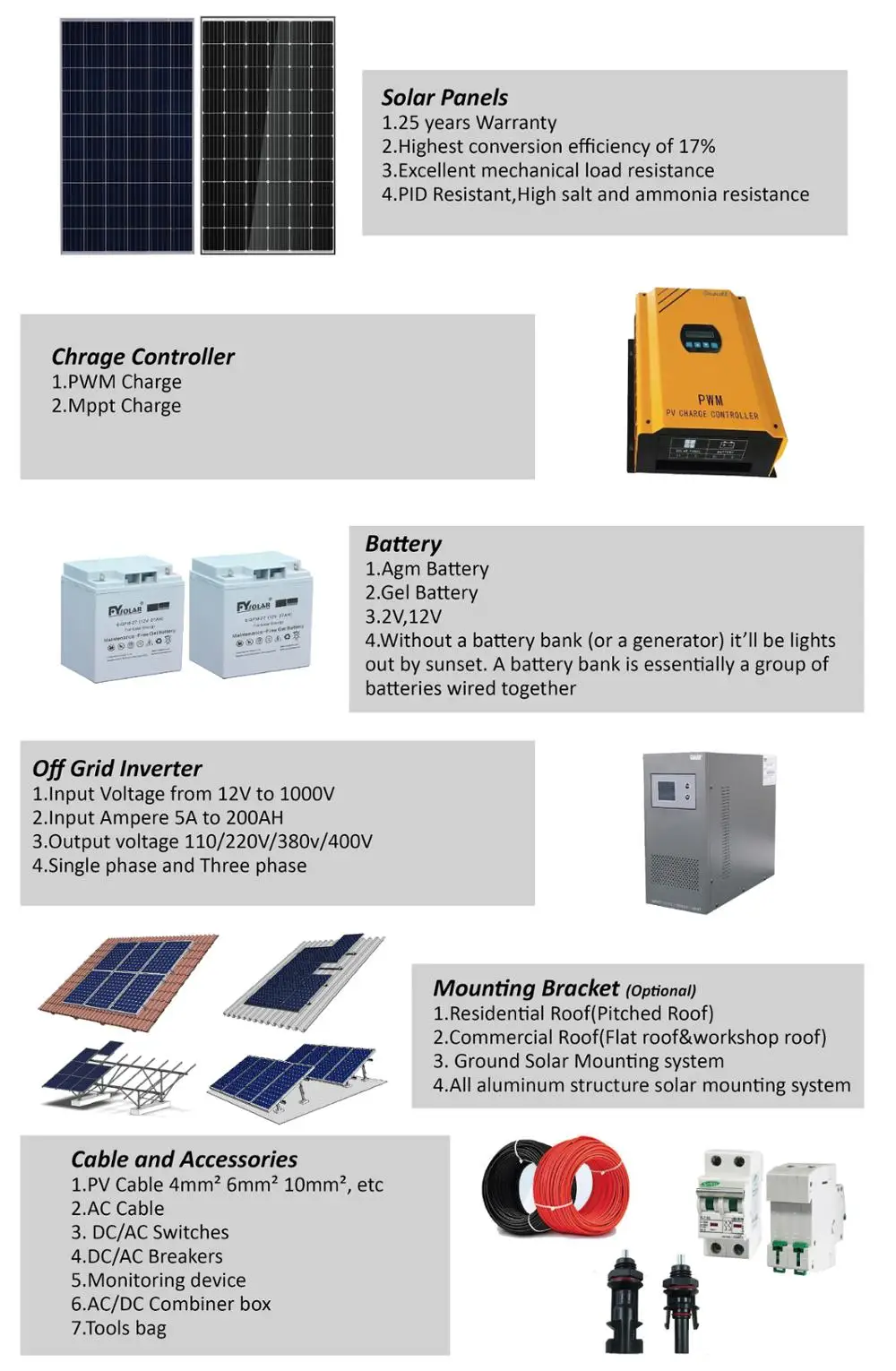 High efficiency 1000W Off Grid Sun Energy Power 1000W Off Grid Solar Power System