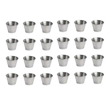 

CSS 24 Pack Stainless Steel Condiment Sauce Cups,Commercial Grade Dipping Sauce Cups,Ramekin Condiment Cups Portion Cups