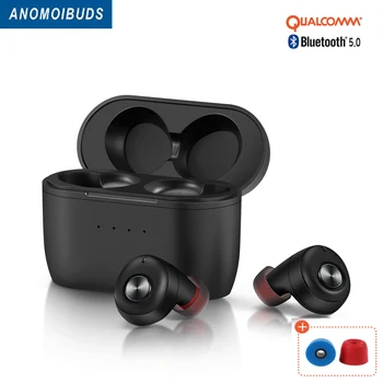 

Anomoibuds QCC010 TWS Bluetooth 5.0 Earphones Qualcomm aptX Wireless Earbuds CVC8.0 with Microphones,77H Playtime APTX TWS+