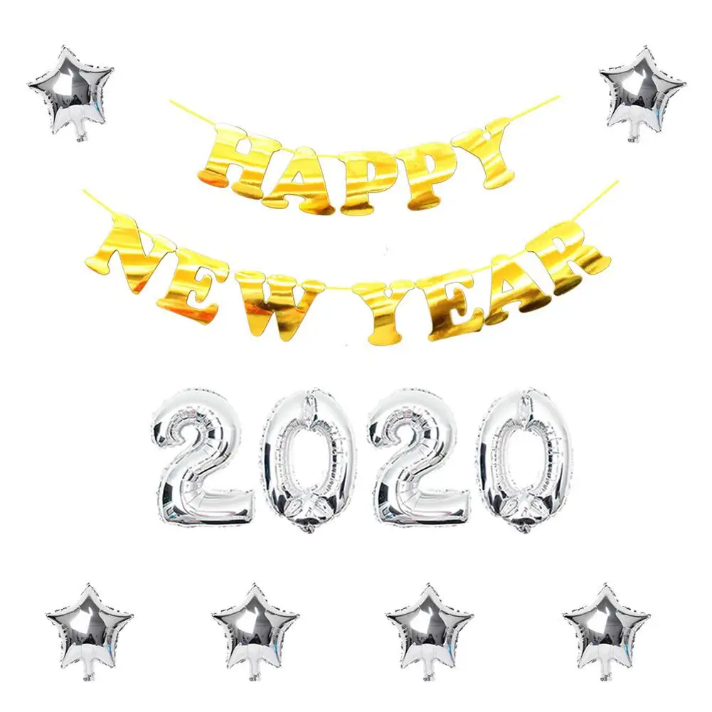16 дюймов счастливого Нового года буквенно-цифровые воздушные шары вечерние Новогодние украшения для дома - Цвет: Темно-серый
