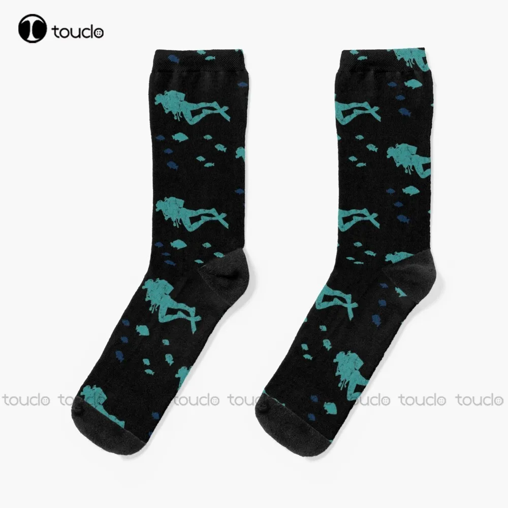 

Vintage Scuba Diver Fish Dive Deep Sea Diver Socks Running Socks Unisex Adult Teen Youth Socks Christmas Gift Custom Fashion New