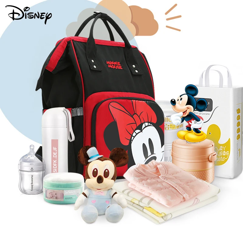 Сумка для детских подгузников disney Minnie Mickey USB для детских колясок, сумка для беременных, многофункциональный рюкзак для мам, большая сумка для подгузников/Сумка для ухода за ребенком