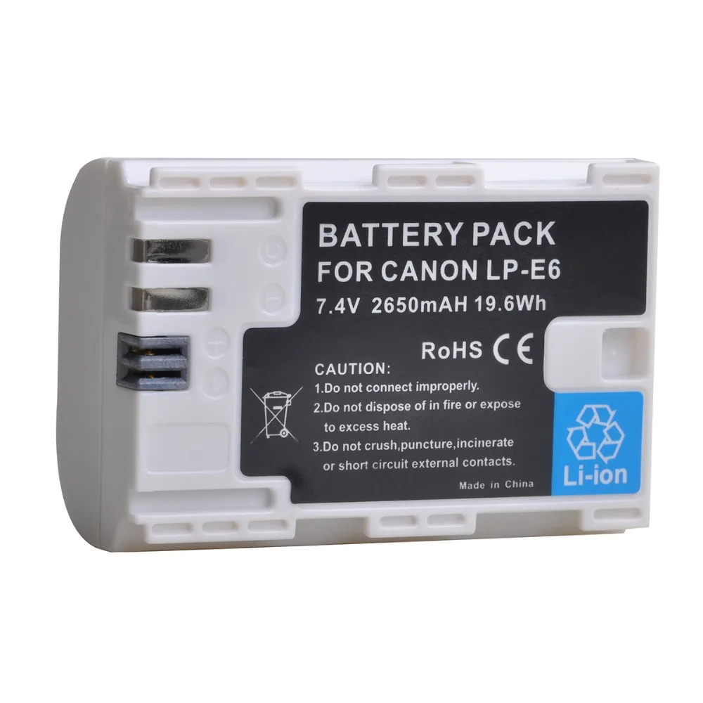 Caricabatterie USB per batteria Canon LP-E6, compatibile con EOS 6D, 7D, 5DS, 5DSR, 5D Mark II, IV, 60D, 60Da, 70D. 9