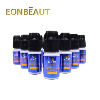 

10Bottles MACY Ultra Cling Black Glue for Eyelash Extension 1-2 Second Fast Drying Fake Eyelash Strong Adhesive 5ml Professional
