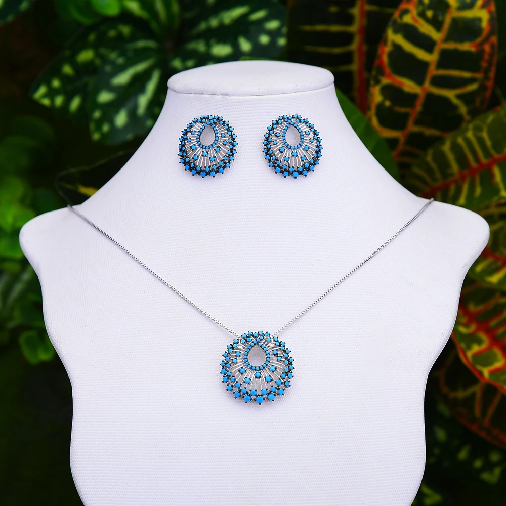 GODKI корейский фейерверк 2 шт ожерелье серьги наборы для женщин аксессуары Бразилия Brincos Bijoux подарки pendientes mujer moda