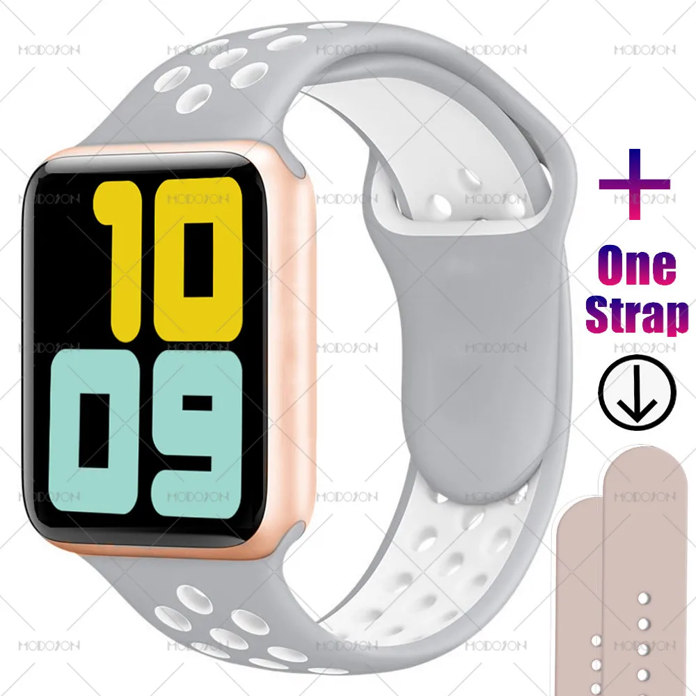 gold gray white MODOSON Смарт-часы iwo 11 мини серия 5 монитор сердечного ритма браслет кровяное Кислородное давление умные часы для Apple iphone Android - Цвет: gold gray white