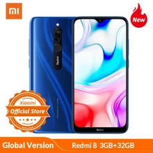 Смартфон Xiaomi Redmi 8 с глобальной версией, 3 ГБ, 32 ГБ, 5000 мА/ч, большая батарея, 12 МП, настоящая камера, телефон, 6,22, точечный дисплей, 18 Вт