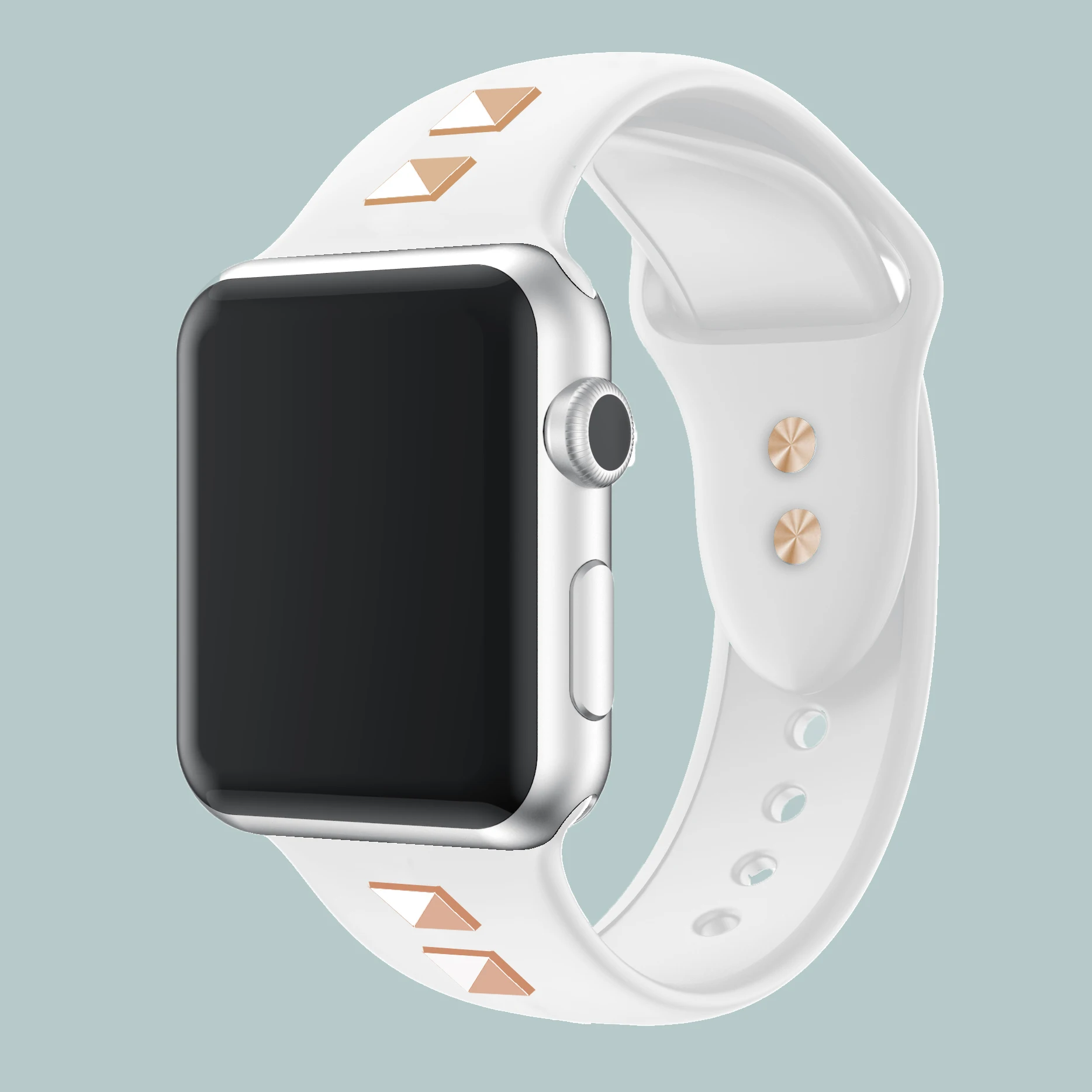 Силиконовый ремешок для apple watch, 4 ремешка, 44 мм, iwatch, 42 мм, 40 мм, correa, 38 мм, две заклепки в стиле панк, аксессуары для apple watch 5, 4, 3