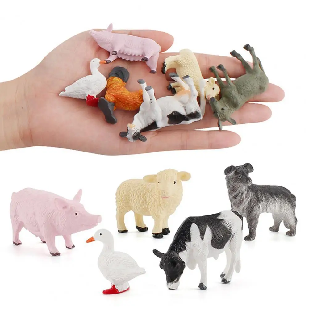 12Pcs/Set Cartoon Animal Farm Poultry Landscape Mini Ornament Garden Decoration L | Игрушки и хобби