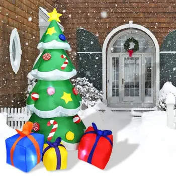

Inflatable Xmas Tree Santa Model Polyester Plastics Outdoor Christmas 2.1m Home Garden Layout Props Decorative Ornament