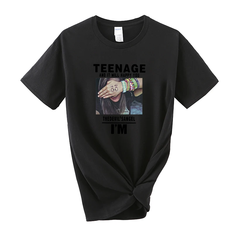 2020 черная футболка для девочек женские топы больших размеров в стиле Харадзюку