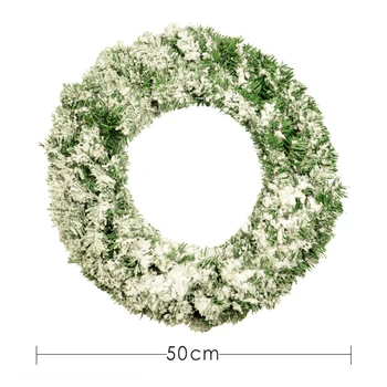

50cm Christmas PVC Flocking Wreath Front Door Window Hanging Garland Holiday Home Xmas Party Decorations Ornament