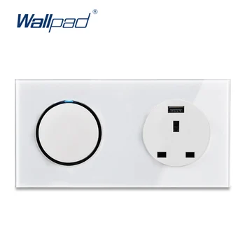 

1 Gang 2 Way With USB 3 Pin 13A Socket Wallpad Luxury Tempered Crystal Glass Panel Electric Wall Power Socket