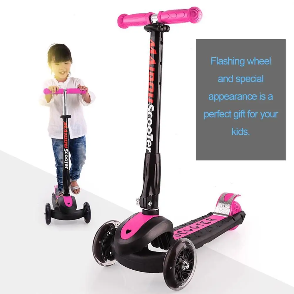 

Foldable 3 Wheel Children Scooters Adjustable Height Aluminum Alloy Kick Scooter with City Flash Roller Skateboard for Kids