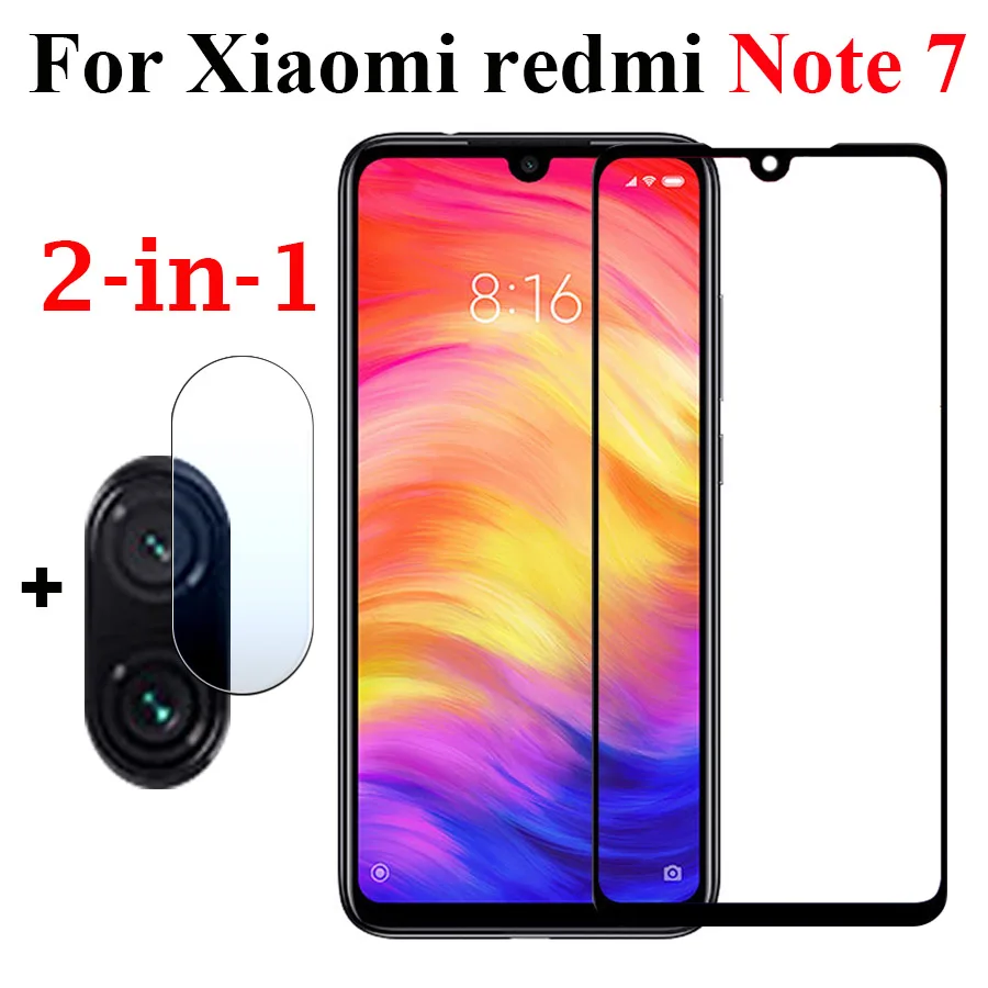 2в1 защитное стекло бронированное для xiaomi redmi note 7 pro защита экрана ksiomi xiami radmi note7 cam с объективом камеры стекло