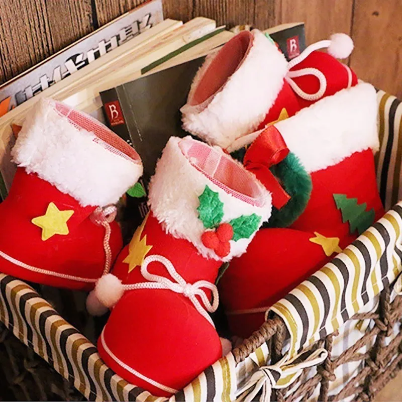 1 шт. веселых рождественских ботинок для конфет, Подарочная сумка, забавные рождественские украшения для дома, Рождественский чулок, Подарочная коробка, Новогоднее украшение
