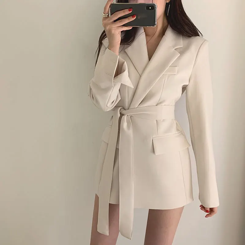 Women Blazers and Jackets White Korean Women's Blazer Long Suit Jacket Black Blazer Female Cape Long Sleeve Womens Suit 2020