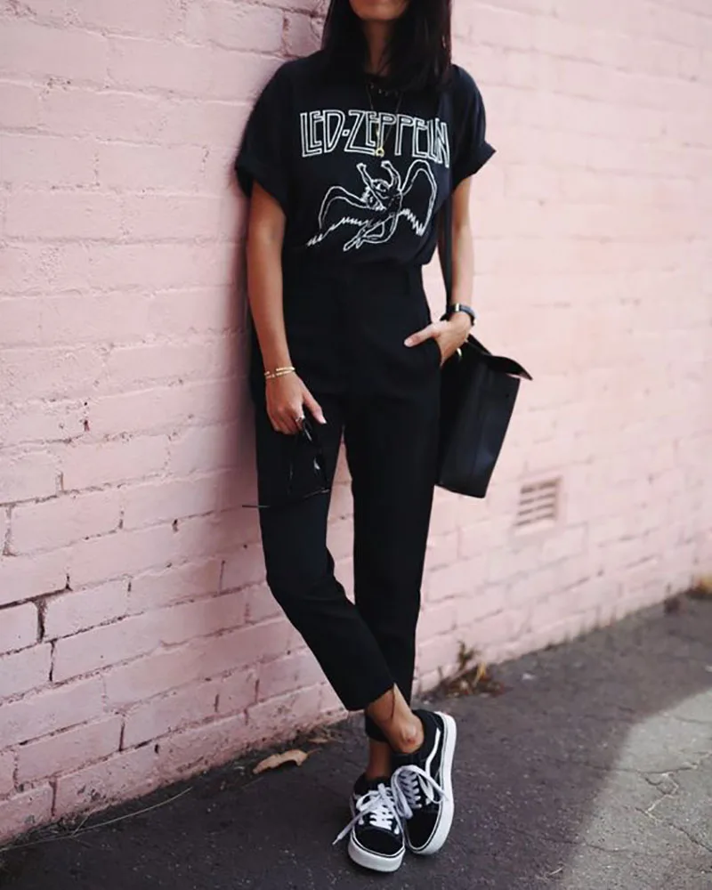 

Led Zeppelin Graphic New Arrival Summer Funny Casual Women's T-Shirt Female Harajuku Short Sleeve Tops Tee Gift for girl