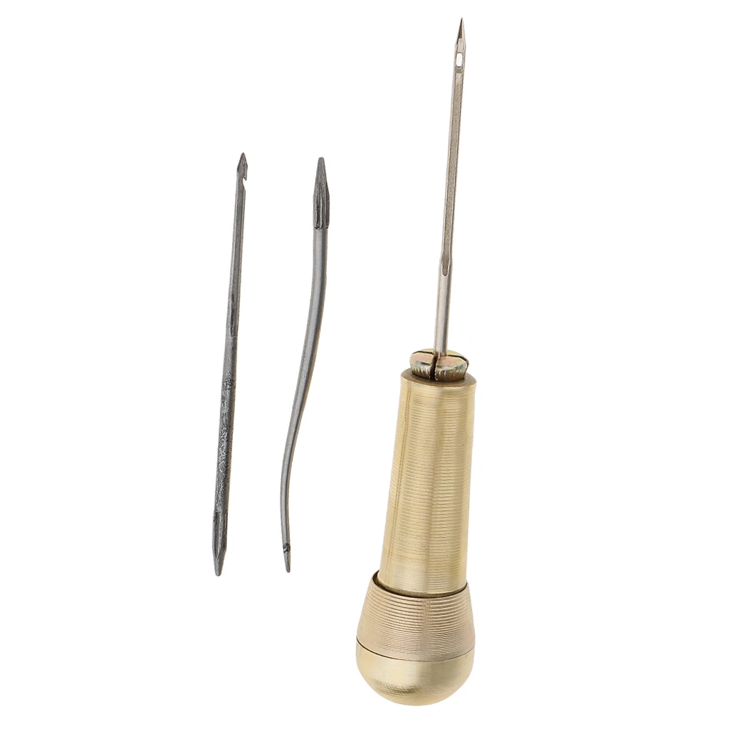 3 Needles Straight Needle Curved hook needle Copper Handle Sewing Awl Hand Stitcher Shoe Repairing Sewing Tool 3 Needles Straight Needle Curved hook needle Copper Handle Sewing Awl Hand Stitcher Shoe Repairing Sewing Tool