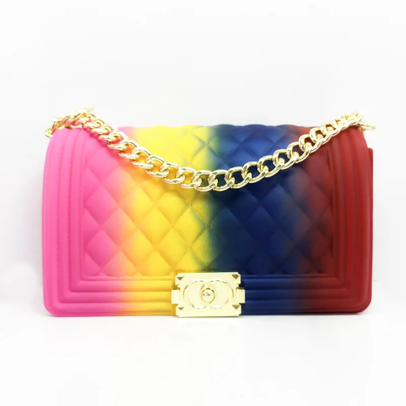 LOU High Qyality Fashion Color Ful Jelly Women's Shoulder Bag Chains PVC Luxury Ladies Hand Bags Messenger Bags 2020 New Brand afbeelding