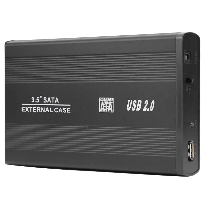 Pаспродажа Корпус для жесткого диска 3,5 дюйма USB 2,0 на SATA порт корпус жесткого диска 480 Мбит с коробка для жесткого диска с адаптером питания США