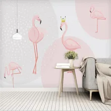 Обои на заказ в скандинавском стиле, современный минималистичный абстрактный геометрический Розовый фламинго фон для стен, высококачественный водонепроницаемый материал