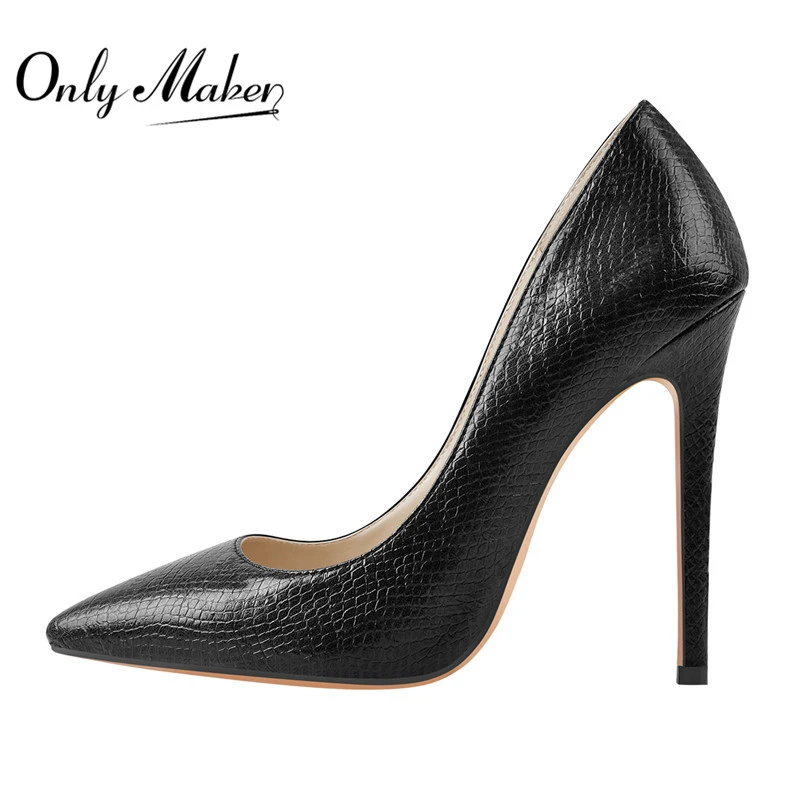 Kammerat Prædike skære ned Onlymaker Women's Black Snake Print Slip On Stiletto 12cm High Heel Pumps  Classic Ladies Fashion shoes|Women's Pumps| - AliExpress